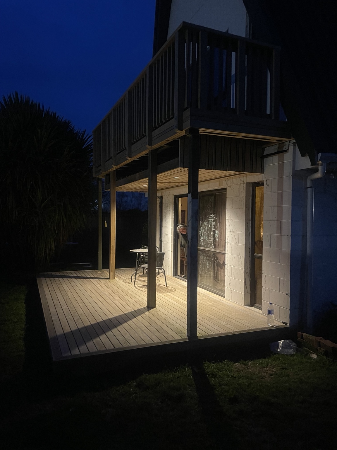 Completed timber deck built by GRIT beneath an upper deck in Pirongia, Waikato