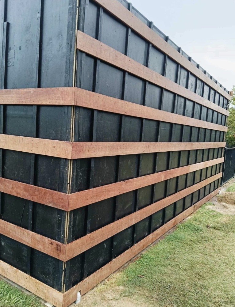 Exterior timber detailing around the poolhouse.