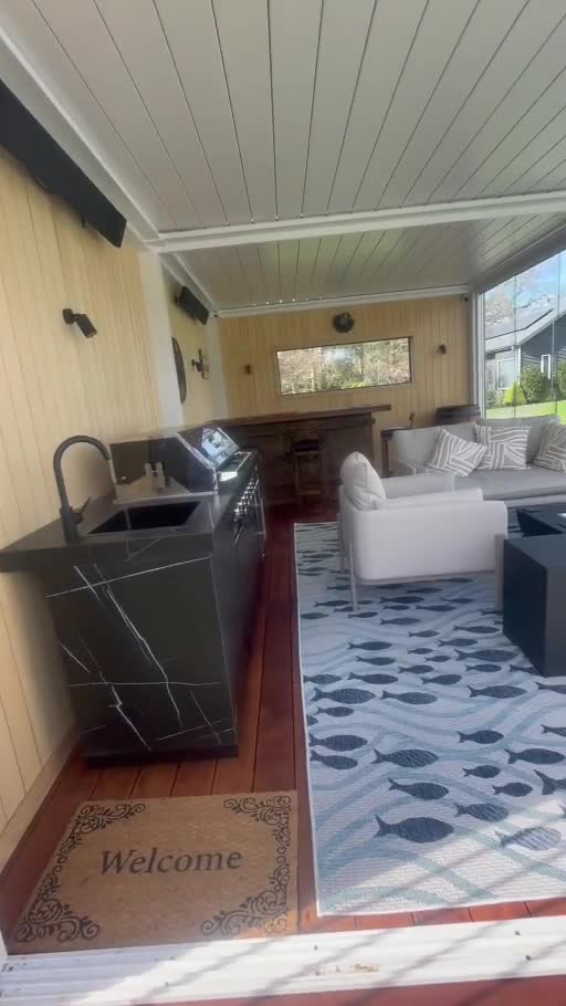 Enclosed entertaining area at Tamahere Poolhouse, Waikato